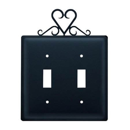 VILLAGE WROUGHT IRON Village Wrought Iron ESS-51 Heart Switch Cover Double - Black ESS-51